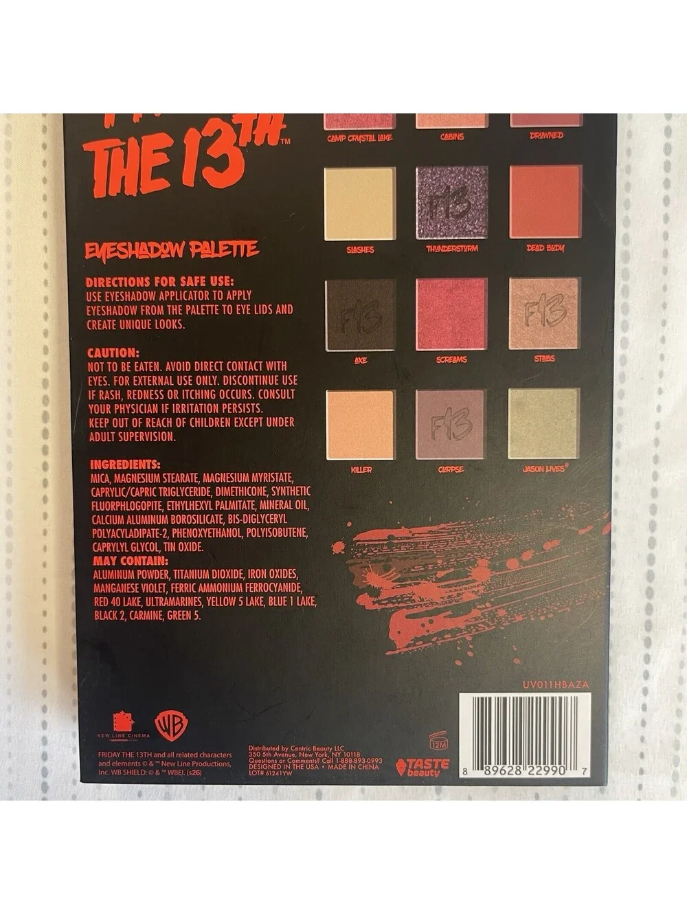 Friday The 13th Eyeshadow Palette Taste Beauty 12 Shades Jason Glow In The Dark